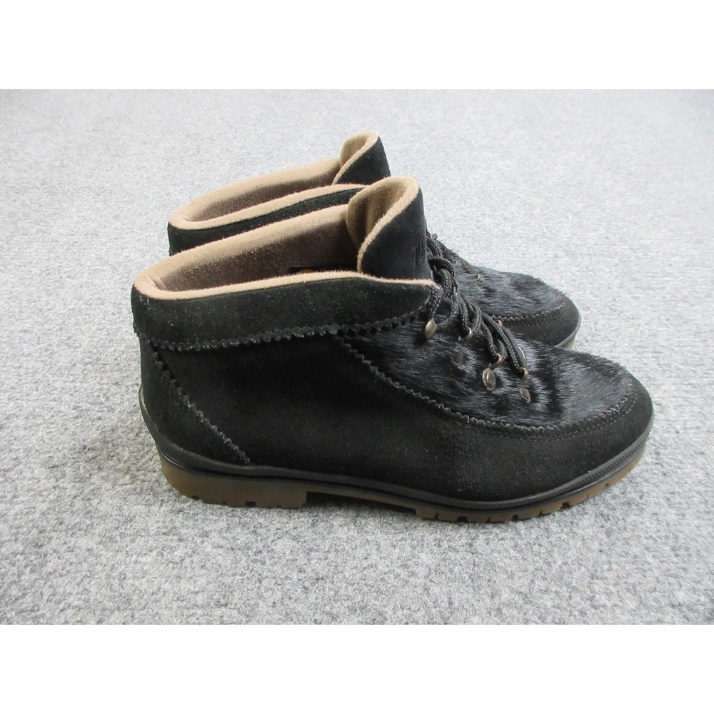 Tecnica Goat Hair Boots Womens Size 9 Black Lace Up Shoes Ankle Booties EU39